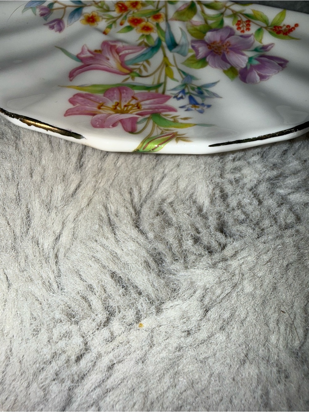 Vintage Spring Misty Japan Fan Porcelain Floral Trinket Dish - Picture 3 of 3